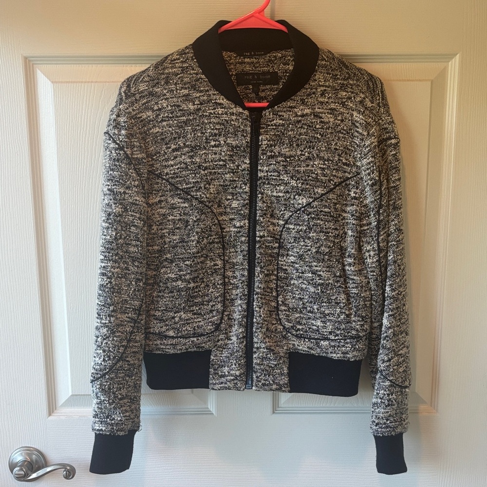 Rag & Bone Black and Gray Bomber Jacket